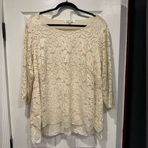 Rose & Olive Lace Top EUC